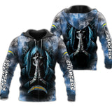 Los angeles Chargers Skull Hoodies Background Smoke