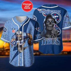 Tennessee Titans Baseball Jersey Shirt Skull Custom Name