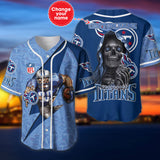 Tennessee Titans Baseball Jersey Shirt Skull Custom Name