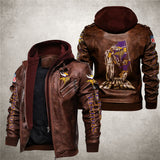 MN Vikings Leather Jacket From Father To Son