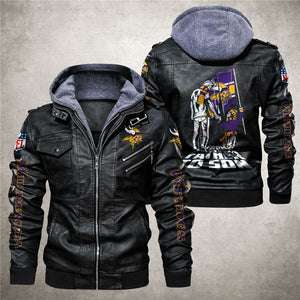 MN Vikings Leather Jacket From Father To Son