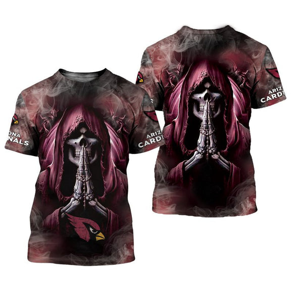 Men's Arizona Cardinals T shirts Background Skull Smoke