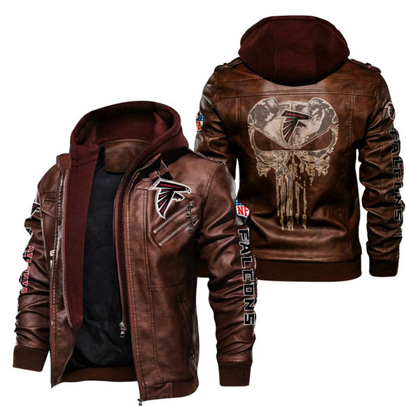 Men's Atlanta Falcons Leather Jacket Skull