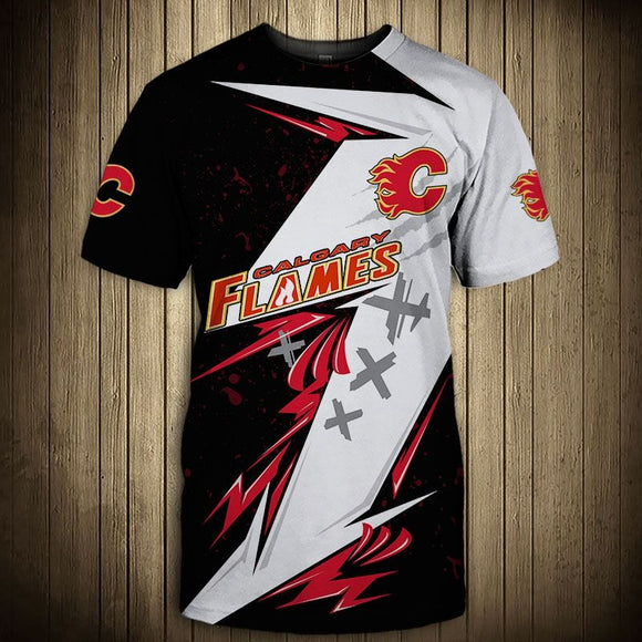 Men's Calgary Flames T shirts Graffiti Short Sleeve