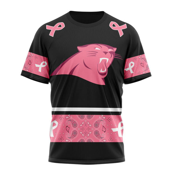 17% OFF Men's Carolina Panthers T shirts Cheap - Breast Cancer