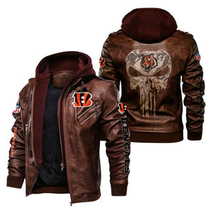 Men's Cincinnati Bengals Leather Jacket Skull