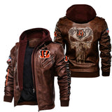 Men's Cincinnati Bengals Leather Jacket Skull