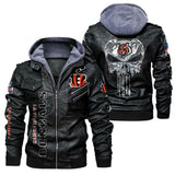 Men's Cincinnati Bengals Leather Jacket Skull