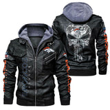 Men's Denver Broncos Leather Jacket Skull