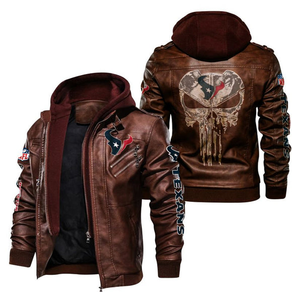 Men's Houston Texans Leather Jacket Skull