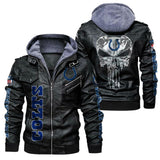 Men's Indianapolis Colts Leather Jacket Skull
