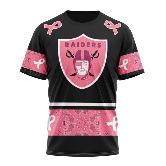 17% OFF Men's Las Vegas Raiders T shirts Cheap - Breast Cancer