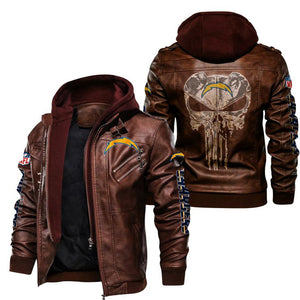 Men's Los Angeles Chargers Leather Jacket Skull