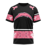 17% OFF Men's Los Angeles Chargers T shirts Cheap - Breast Cancer