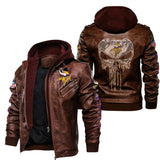 Men's Minnesota Vikings Leather Jacket Skull