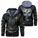 Men's New Orleans Saints Leather Jacket Skull