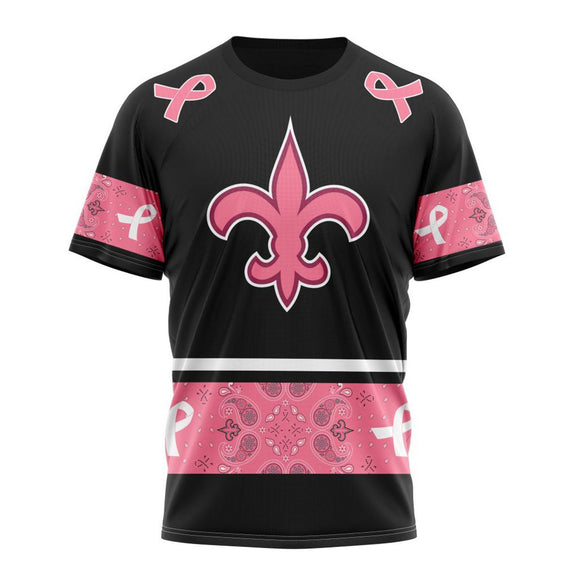 17% OFF Men's New Orleans Saints T shirts Cheap - Breast Cancer