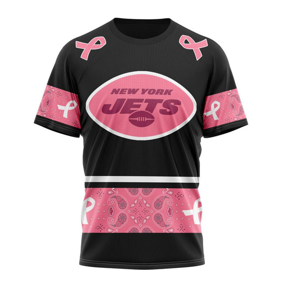 17% OFF Men's New York Jets T shirts Cheap - Breast Cancer