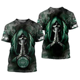 Men's New York Jets T shirts Background Skull Smoke