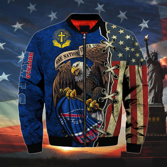 20% OFF Men’s One Nation Under God Buffalo Bills Bomber Jackets