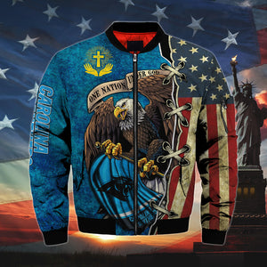 20% OFF Men’s One Nation Under God Carolina Panthers Bomber Jackets