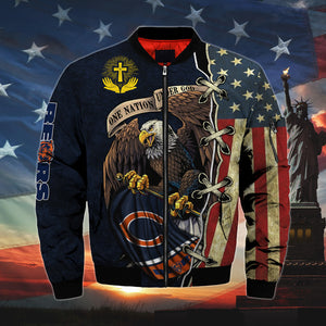 20% OFF Men’s One Nation Under God Chicago Bears Bomber Jackets