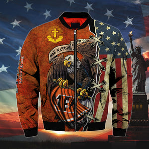 20% OFF Men’s One Nation Under God Cincinnati Bengals Bomber Jackets