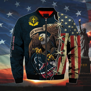 20% OFF Men’s One Nation Under God Houston Texans Bomber Jackets