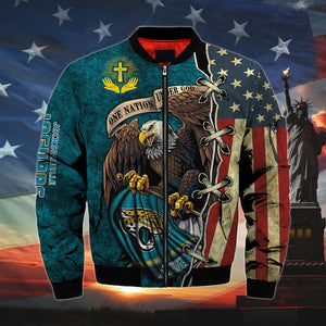 20% OFF Men’s One Nation Under God Jacksonville Jaguars Bomber Jackets