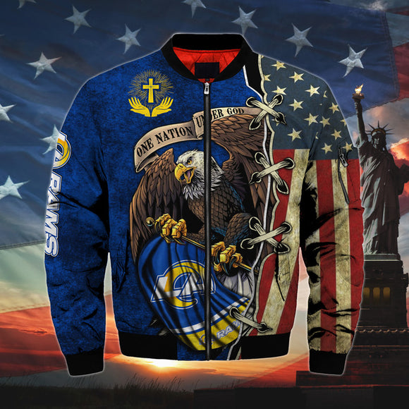 20% OFF Men’s One Nation Under God Los Angeles Rams Bomber Jackets