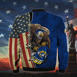 20% OFF Men’s One Nation Under God Los Angeles Rams Bomber Jackets