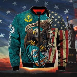 20% OFF Men’s One Nation Under God Miami Dolphins Bomber Jackets