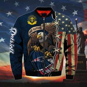 20% OFF Men’s One Nation Under God New England Patriots Bomber Jackets