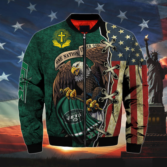 20% OFF Men’s One Nation Under God New York Jets Bomber Jackets