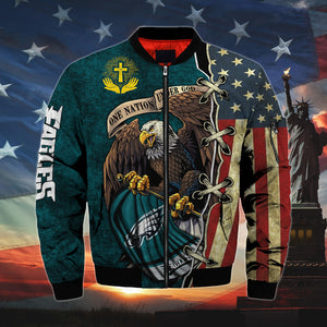 20% OFF Men’s One Nation Under God Philadelphia Eagles Bomber Jackets