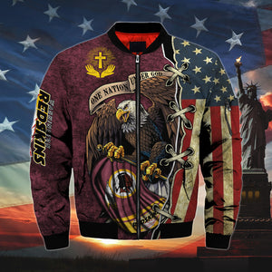 20% OFF Men’s One Nation Under God Washington Commanders Bomber Jackets