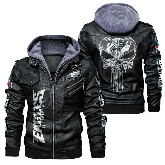 Men's Philadelphia Eagles Leather Jacket Skull
