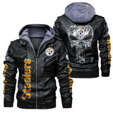 Men's Pittsburgh Steelers Leather Jacket Skull
