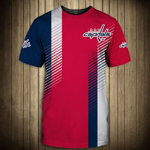 Men's Washington Capitals T shirts Striped Short Sleeve