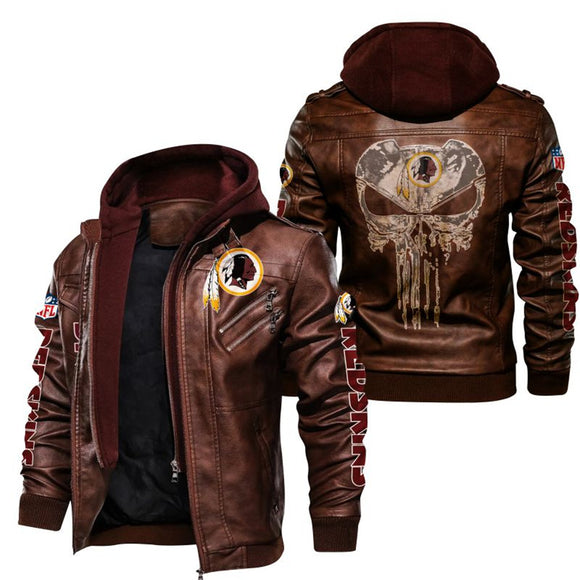 Men's Washington Redskins Leather Jacket Skull