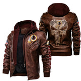 Men's Washington Redskins Leather Jacket Skull