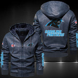 Up To 25% OFF Black/Blue/ Brown Mens Carolina Panthers Leather Jackets