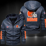 Up To 25% OFF Black/Blue/ Brown Mens Cleveland Browns Leather Jackets