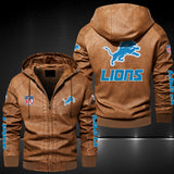 Up To 25% OFF Black/Blue/ Brown Mens Detroit Lions Leather Jackets