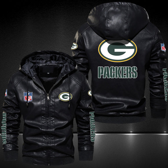 Up To 25% OFF Black/Blue/ Brown Mens Green Bay Packers Leather Jackets