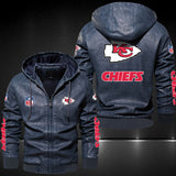 Up To 25% OFF Black/Blue/ Brown Mens Kansas City Chiefs Leather Jackets