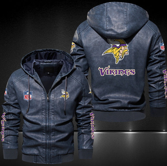 Up To 25% OFF Black/Blue/ Brown Mens Minnesota Vikings Leather Jackets