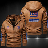 Up To 25% OFF Black/Blue/ Brown Mens New York Giants Leather Jackets