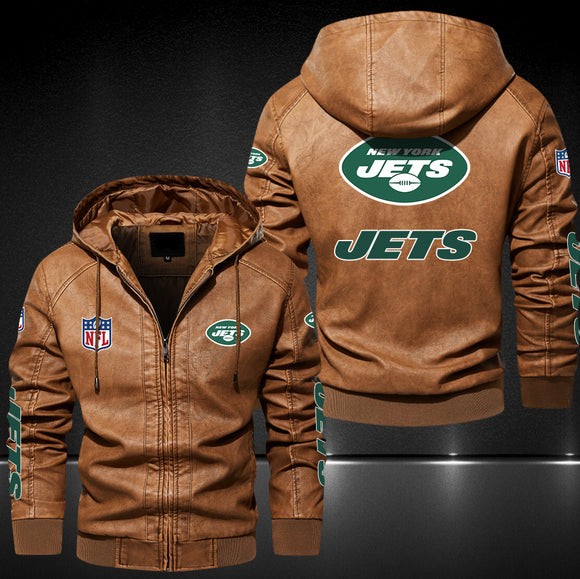 Up To 25% OFF Black/Blue/ Brown Mens New York Jets Leather Jackets