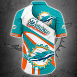 Miami Dolphins Button Up Shirt Short Sleeve Big Logo